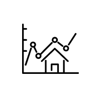 アパート経営の成長を示すグラフのアイコン