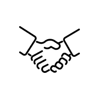 不動産投資のパートナーシップを示す握手のアイコン