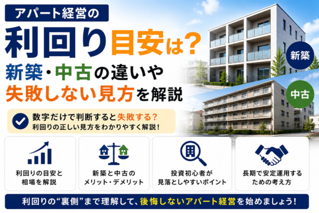 アパート経営の利回り目安は？新築・中古の違いや失敗しない見方を解説
